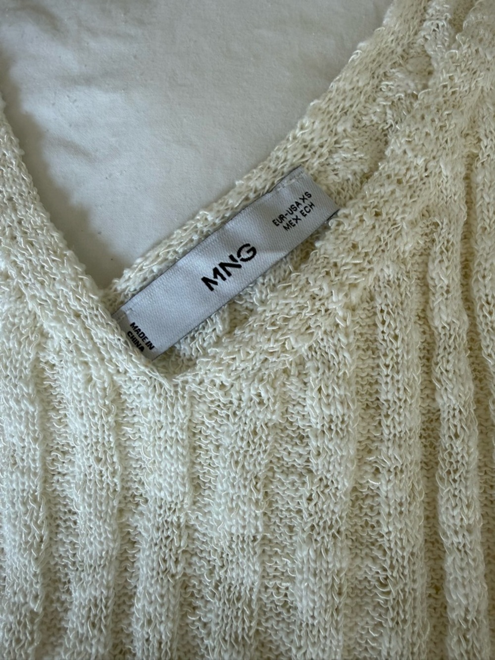 Mango V-Neck Knit Tank Top in Cream - Picture 6 of 7